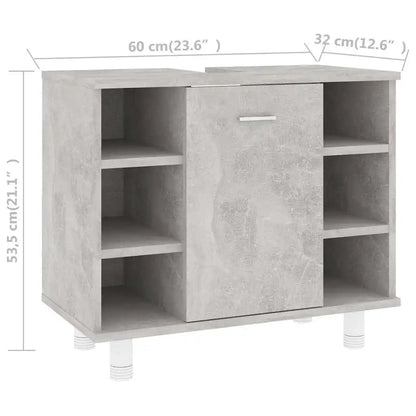 Meuble salle de bain gris béton en bois - vente privée 200007763:201336343