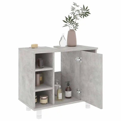 Meuble salle de bain gris béton en bois - vente privée 200007763:201336343