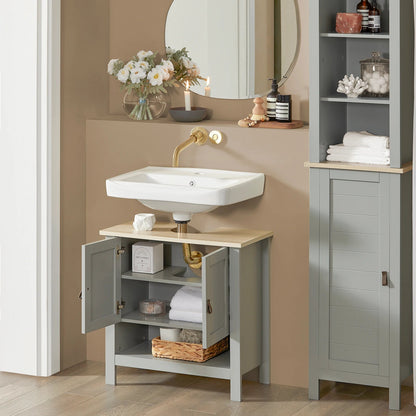 Meuble salle de bain gris sur pieds 60x60x30cm - vente privée 14:200006151;200007763:201336101