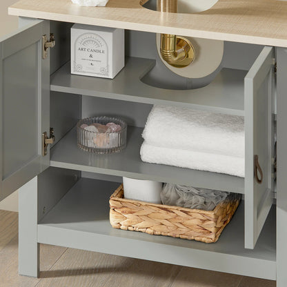Meuble salle de bain gris sur pieds 60x60x30cm - vente privée 14:200006151;200007763:201336101