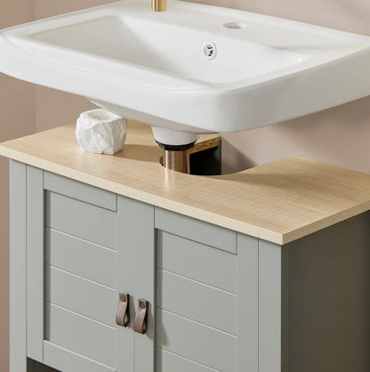 Meuble salle de bain gris sur pieds 60x60x30cm - vente privée 14:200006151;200007763:201336101