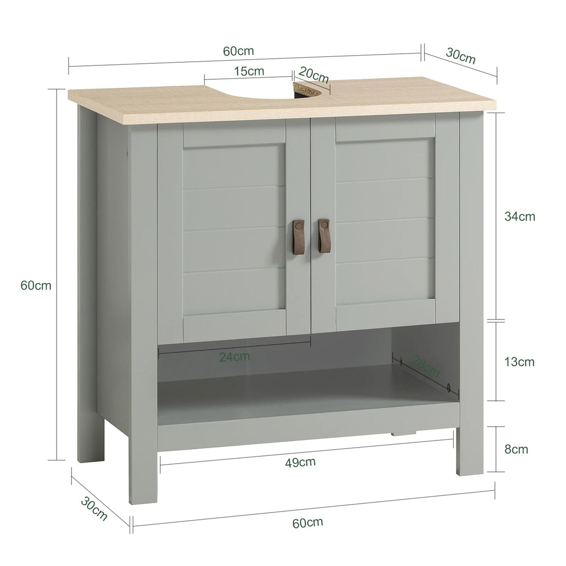 Meuble salle de bain gris sur pieds 60x60x30cm - vente privée 14:200006151;200007763:201336101
