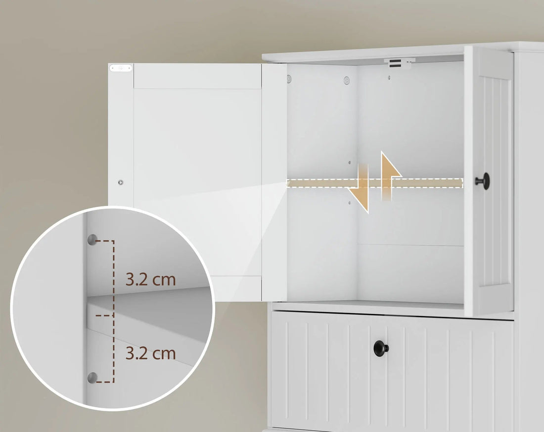 Meuble salle de bain mural rustique blanc 60X19.5X60 cm - vente privée 14:29;200007763:201336104