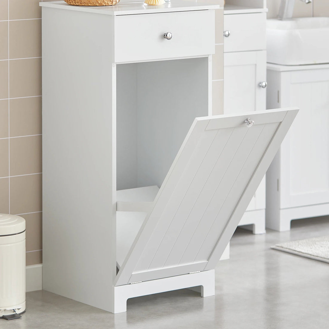 Meuble salle de bain panier linge à taille étroite - vente privée 14:29;200007763:201336101
