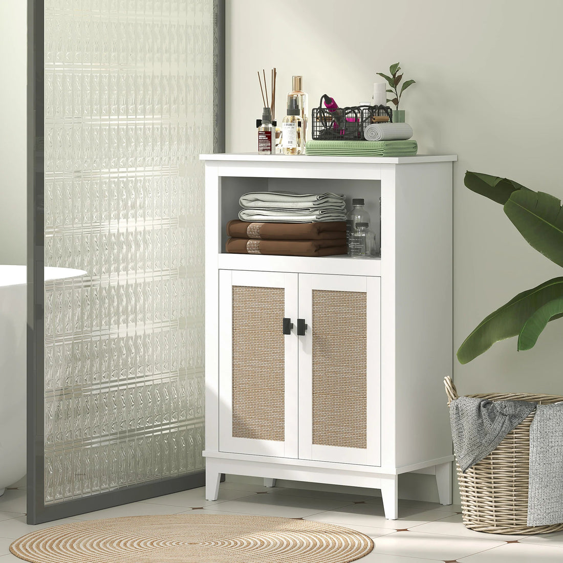 Meuble salle de bain pas cher porte en rotin - vente privée 14:-1;200007763:201336104