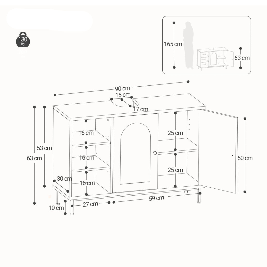 Meuble salle de bain poser au sol 30 x 90 x 63 cm - vente privée 14:29;200007763:201336101
