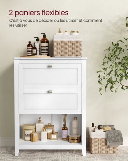 Meuble salle de bain sans vasque emplacement panier - 30 x 60 x 80 cm - vente privée 14:29Blanc Nuage;200007763:201336342