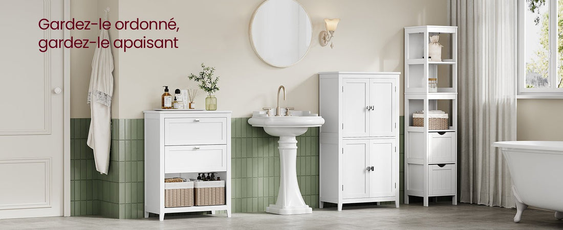 Meuble salle de bain sans vasque emplacement panier - 30 x 60 x 80 cm - vente privée 14:29Blanc Nuage;200007763:201336342