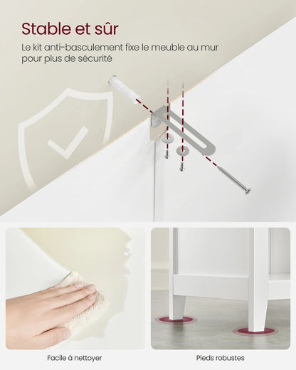 Meuble salle de bain sans vasque emplacement panier - 30 x 60 x 80 cm - vente privée 14:29Blanc Nuage;200007763:201336342