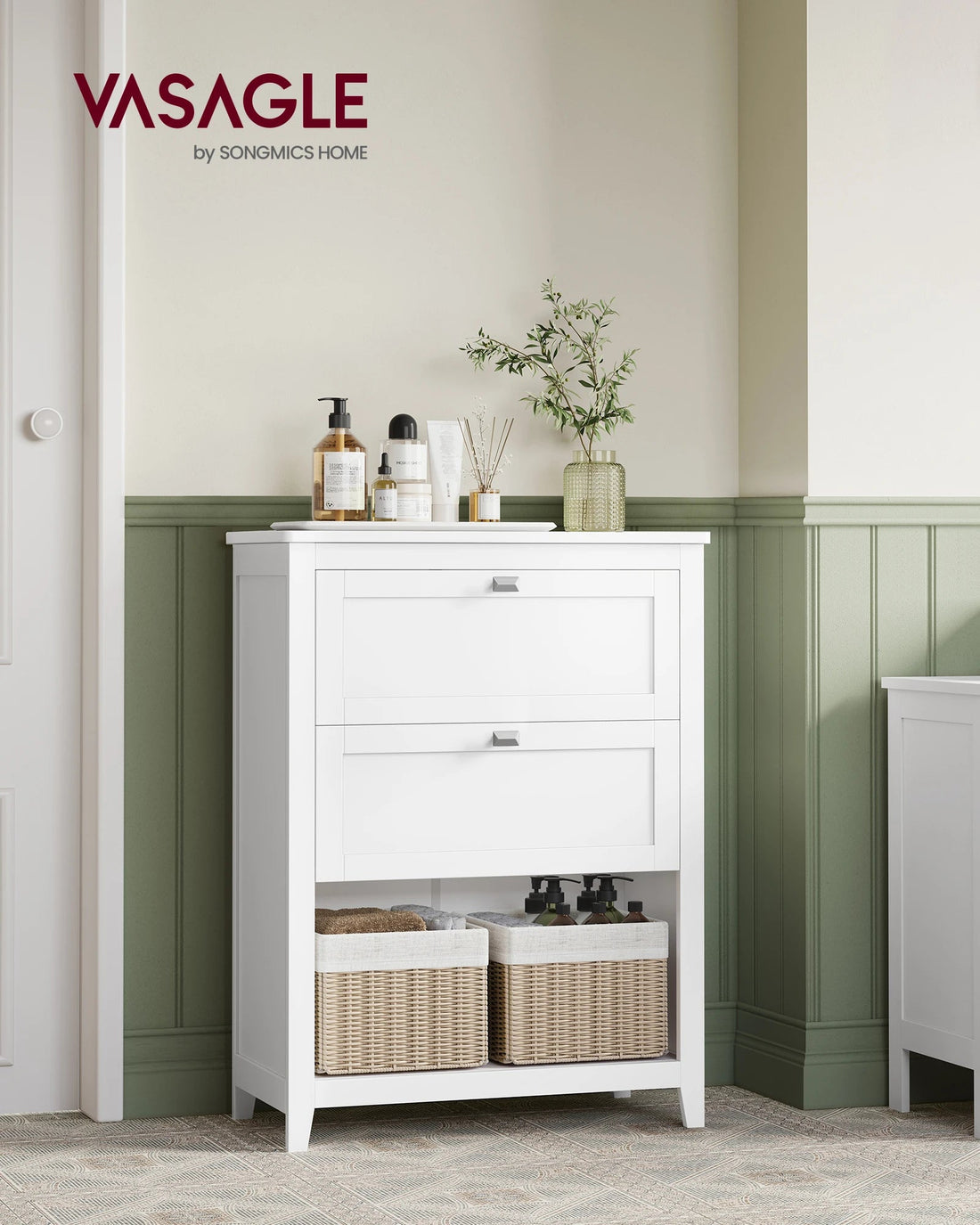 Meuble salle de bain sans vasque emplacement panier - 30 x 60 x 80 cm - vente privée 14:29Blanc Nuage;200007763:201336342