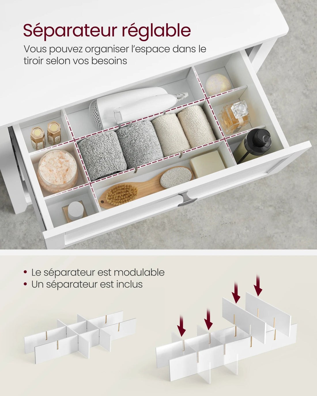 Meuble salle de bain sans vasque emplacement panier - 30 x 60 x 80 cm - vente privée 14:29Blanc Nuage;200007763:201336342