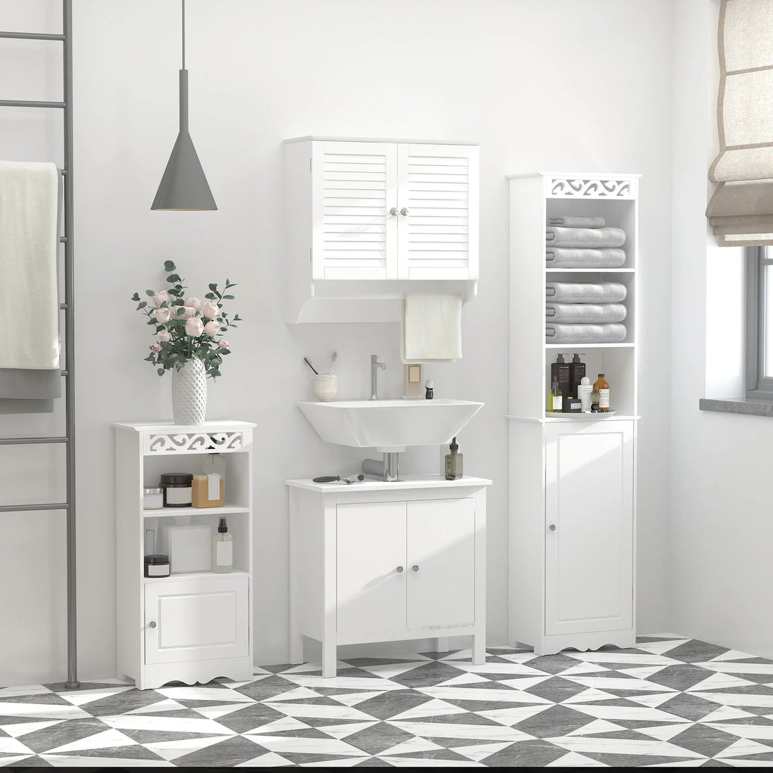 Meuble salle de bain simple blanc 60x23x60cm - vente privée 14:29White;200007763:201336104