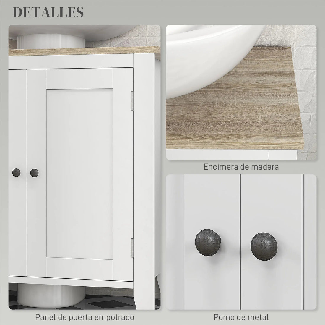 Meuble salle de bain sous évier blanc 60X30X60 cm - vente privée 14:29;200007763:201336104