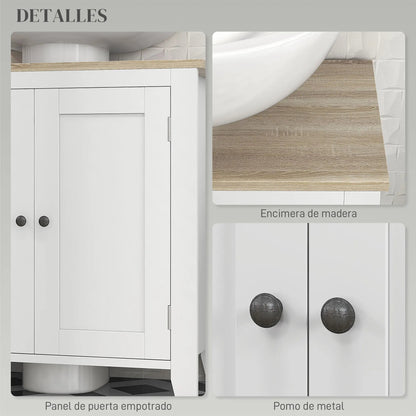 Meuble salle de bain sous évier blanc 60X30X60 cm - vente privée 14:29;200007763:201336104