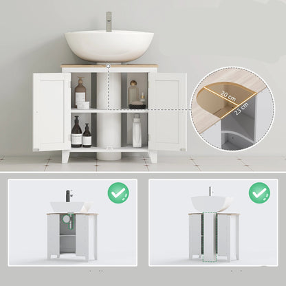 Meuble salle de bain sous évier blanc 60X30X60 cm - vente privée 14:29;200007763:201336104