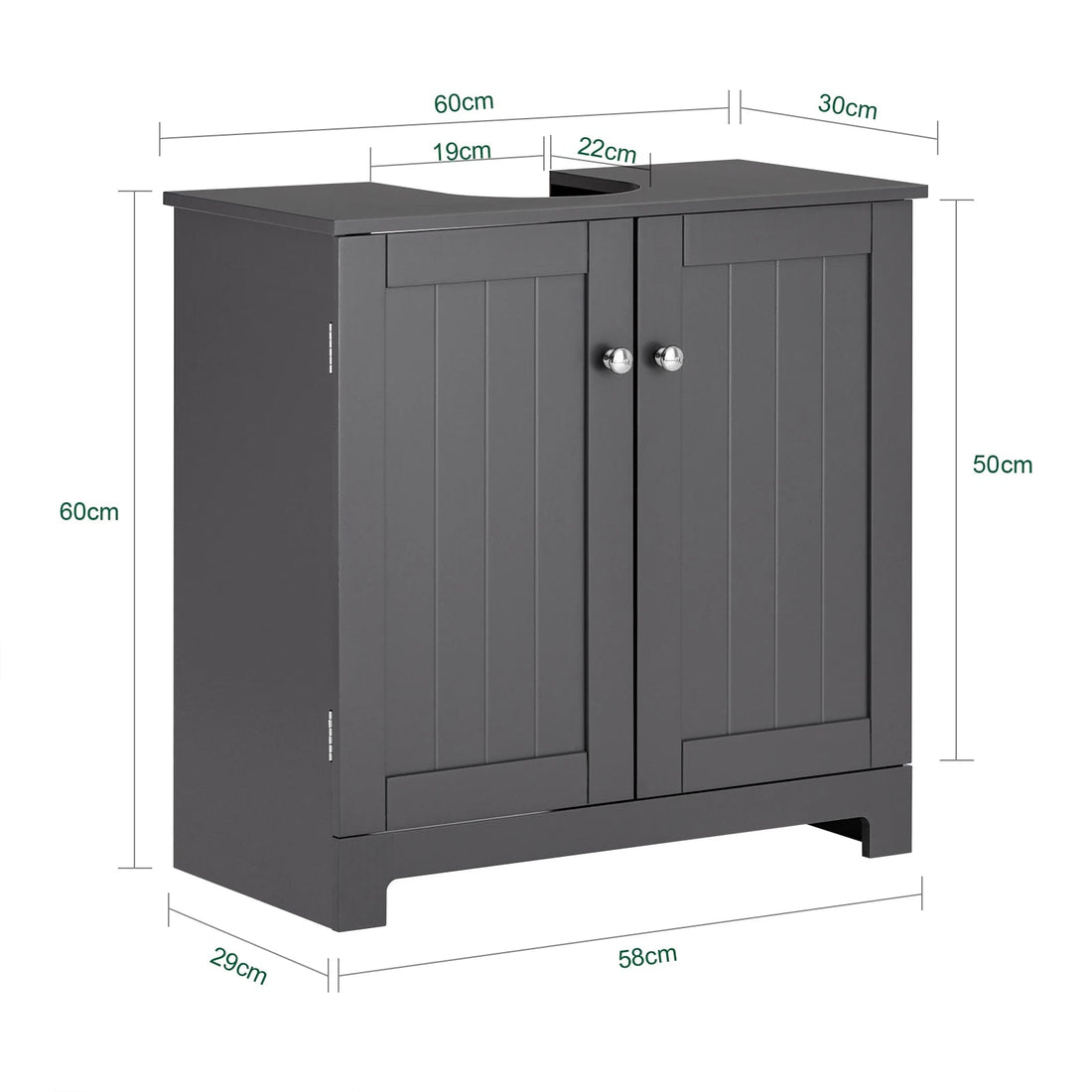 Meuble salle de bain sous évier noir et blanc - 60x60x30cm - vente privée 14:200004890;200007763:201336101