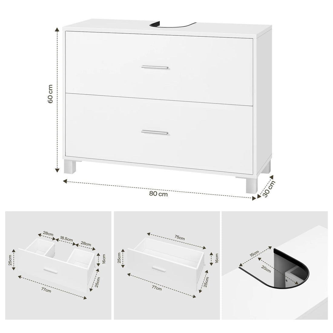 Meuble salle de bain sous lavabo 80x30x60cm - vente privée 14:29;200007763:201336101