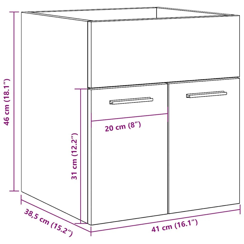 Meuble salle de bain structure robuste 41x38.5x46 cm - vente privée 14:17341 x 38.5 x 46 cm;200007763:201336343