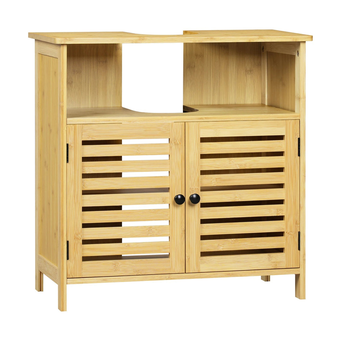 Meuble salle de bain sur pied étanche en bois 60x60x30cm - vente privée 14:366Natural bamboo;200007763:201336101