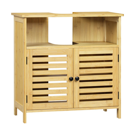 Meuble salle de bain sur pied étanche en bois 60x60x30cm - vente privée 14:366Natural bamboo;200007763:201336101