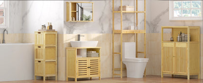 Meuble salle de bain sur pied étanche en bois 60x60x30cm - vente privée 14:366Natural bamboo;200007763:201336101