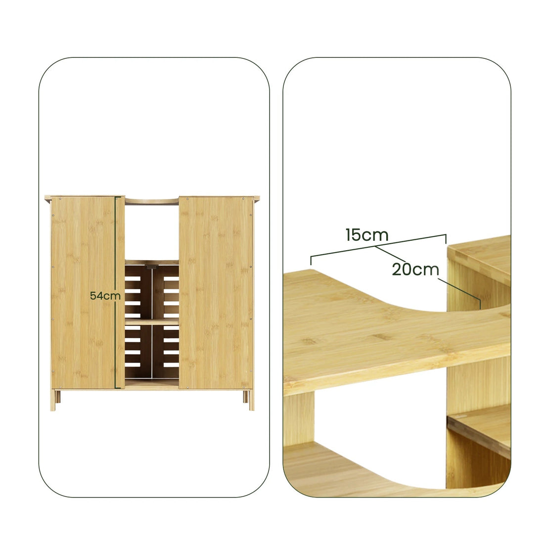 Meuble salle de bain sur pied étanche en bois 60x60x30cm - vente privée 14:366Natural bamboo;200007763:201336101