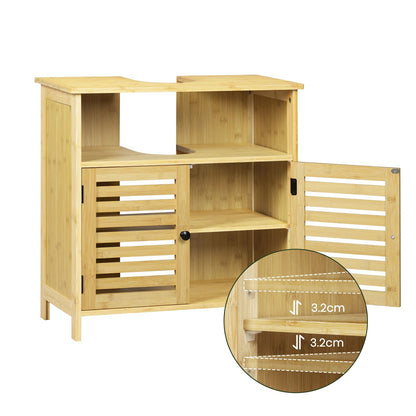 Meuble salle de bain sur pied étanche en bois 60x60x30cm - vente privée 14:366Natural bamboo;200007763:201336101