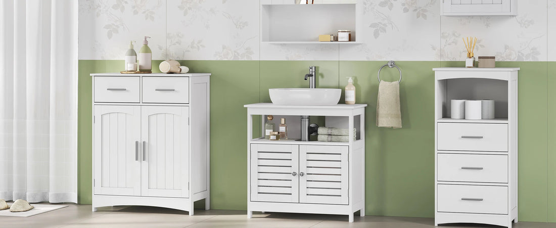 Meuble salle de bain sur pied étanche en bois 60x60x30cm - vente privée 14:366Natural bamboo;200007763:201336101