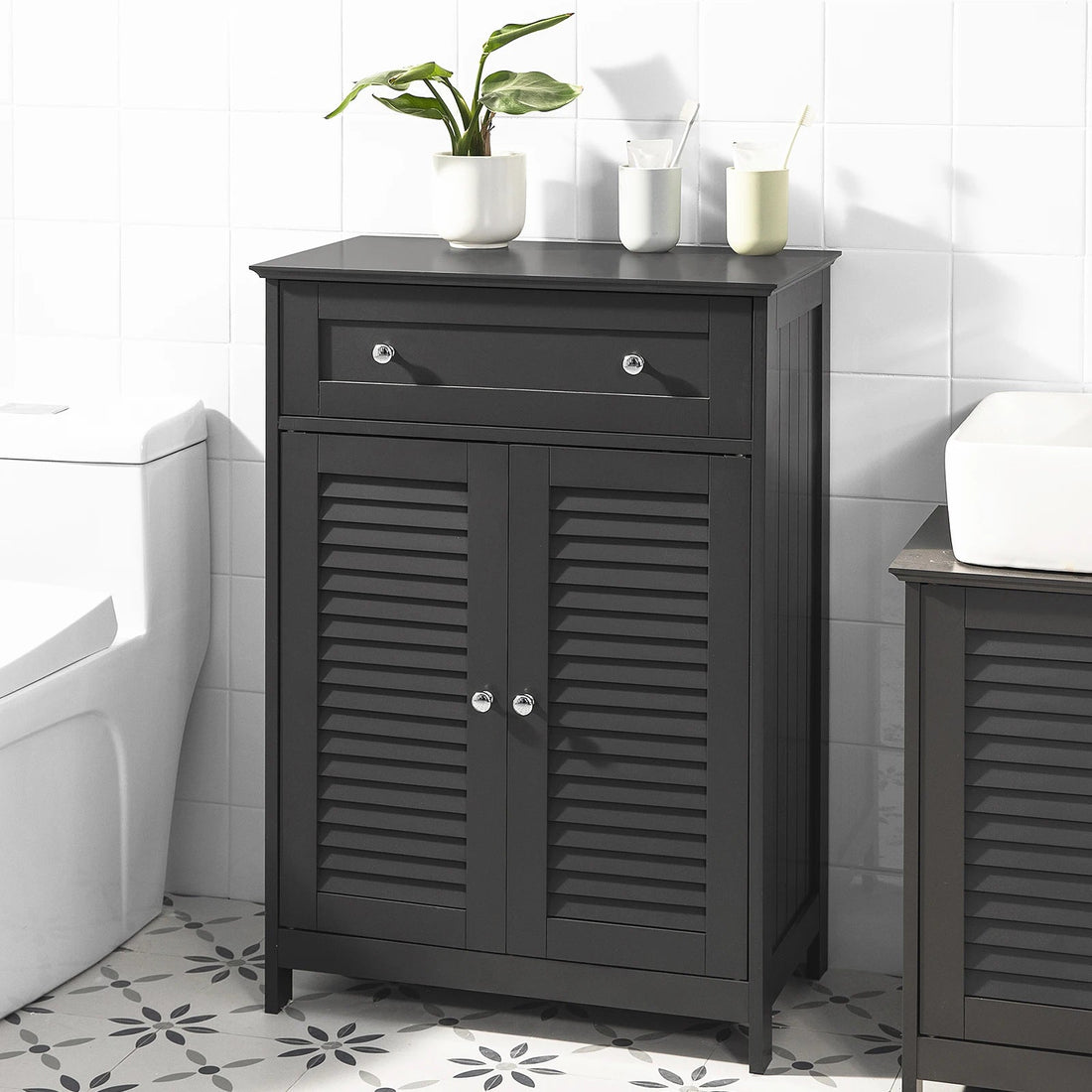 Meuble salle de bain tiroir blanc avec 2 portes - vente privée 14:200004890Black;200007763:201336101