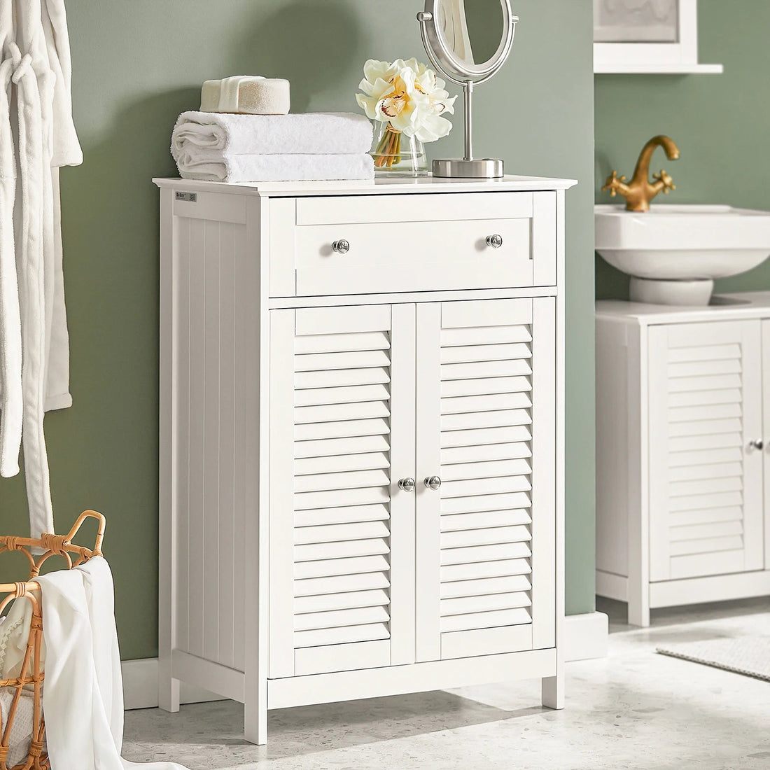Meuble salle de bain tiroir blanc avec 2 portes - vente privée 14:29;200007763:201336101