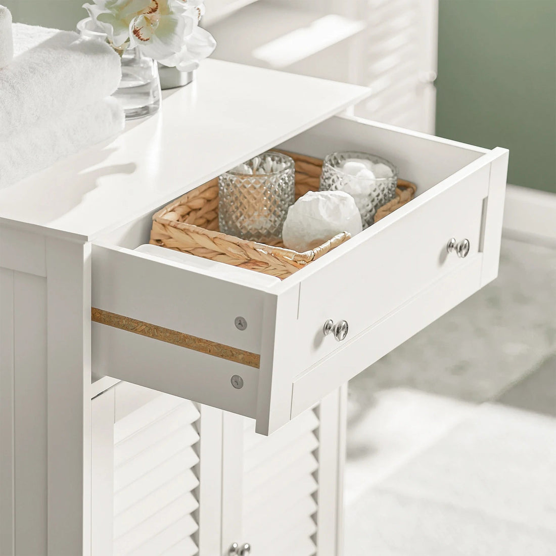 Meuble salle de bain tiroir blanc avec 2 portes - vente privée 14:29;200007763:201336101