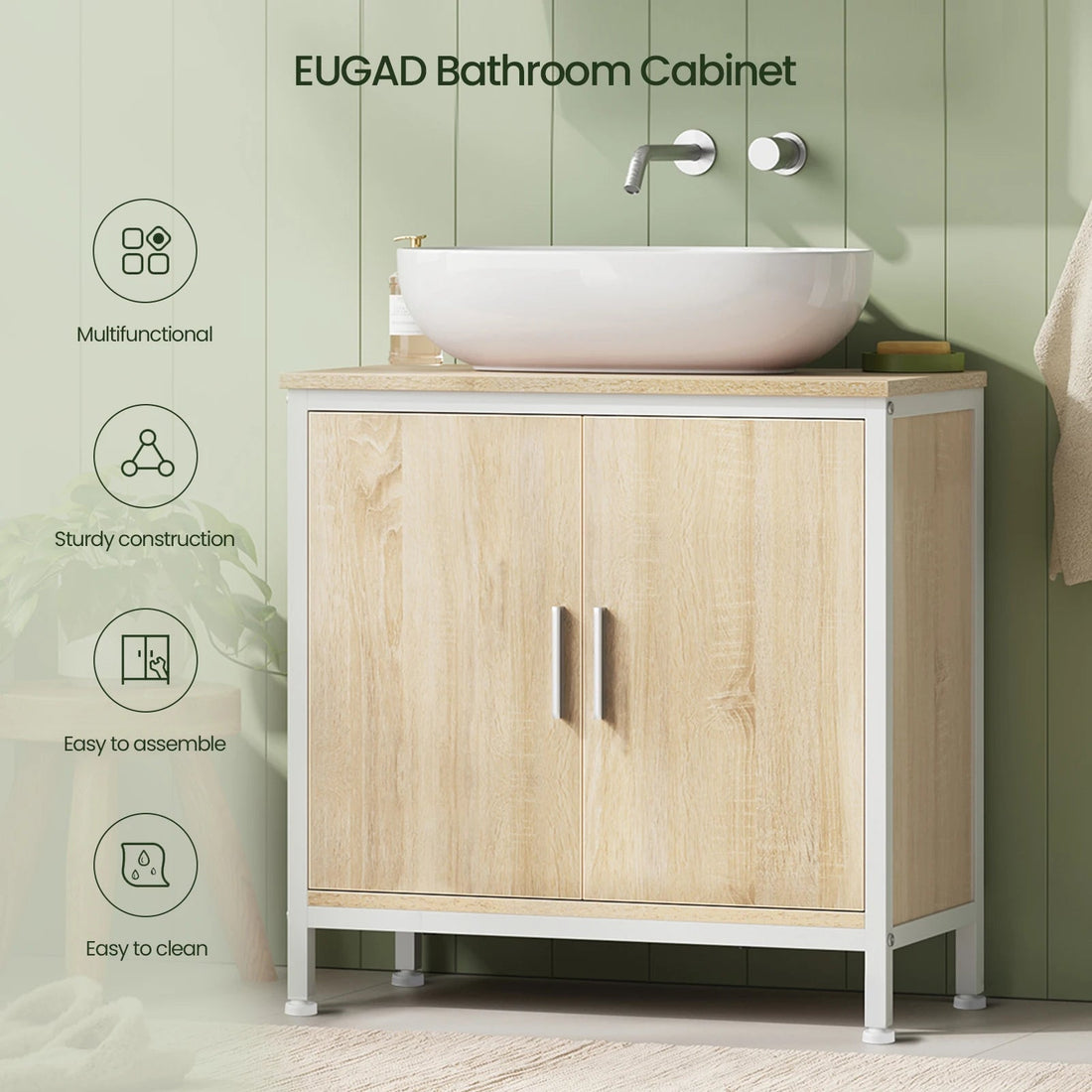 Meuble salle de bain vasque sans lavabo 60x60x30cm - vente privée 14:771White and Light Oak;200007763:201336101