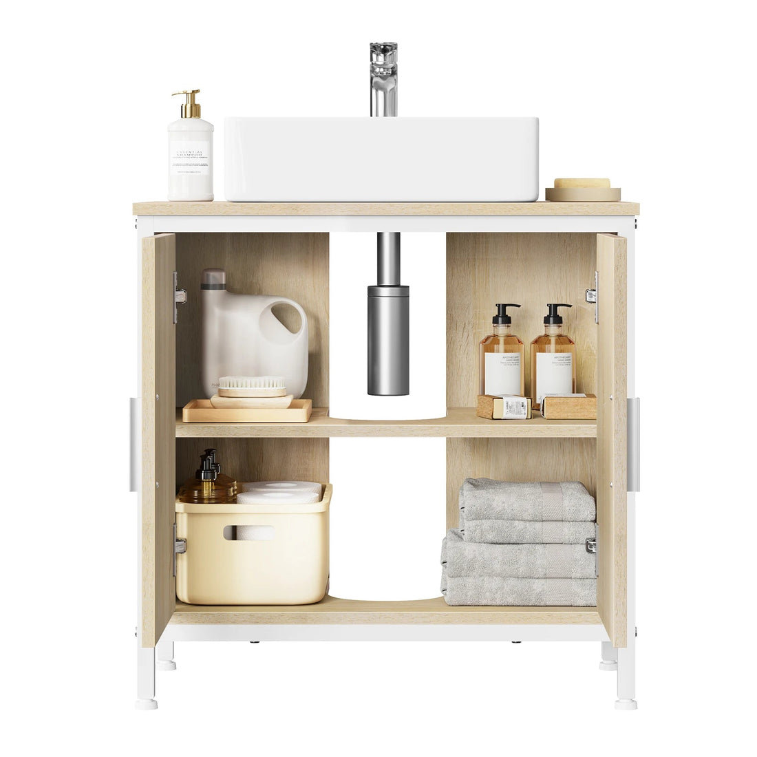 Meuble salle de bain vasque sans lavabo 60x60x30cm - vente privée 14:771White and Light Oak;200007763:201336101