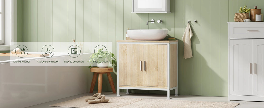 Meuble salle de bain vasque sans lavabo 60x60x30cm - vente privée 14:771White and Light Oak;200007763:201336101