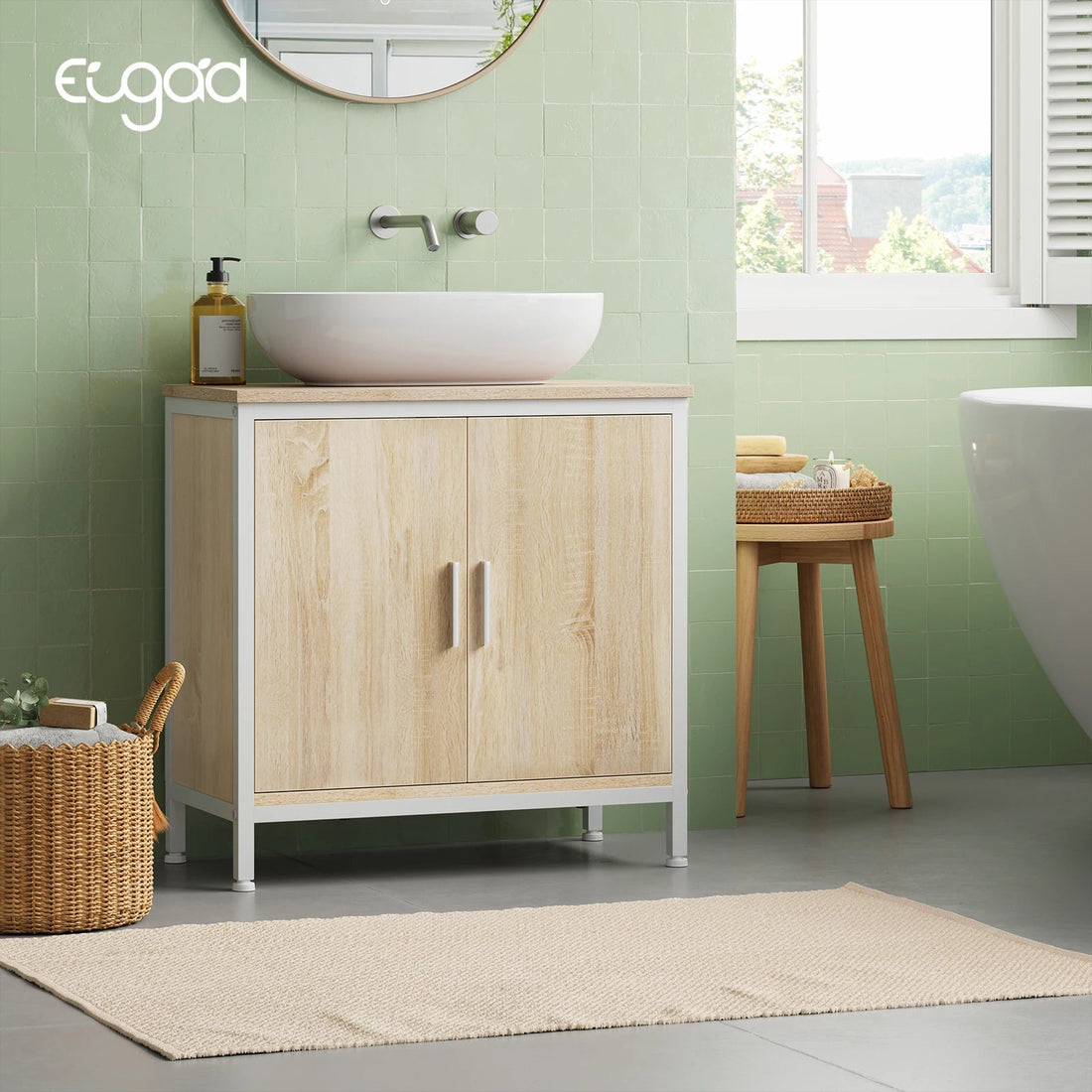 Meuble salle de bain vasque sans lavabo 60x60x30cm - vente privée 14:771White and Light Oak;200007763:201336101