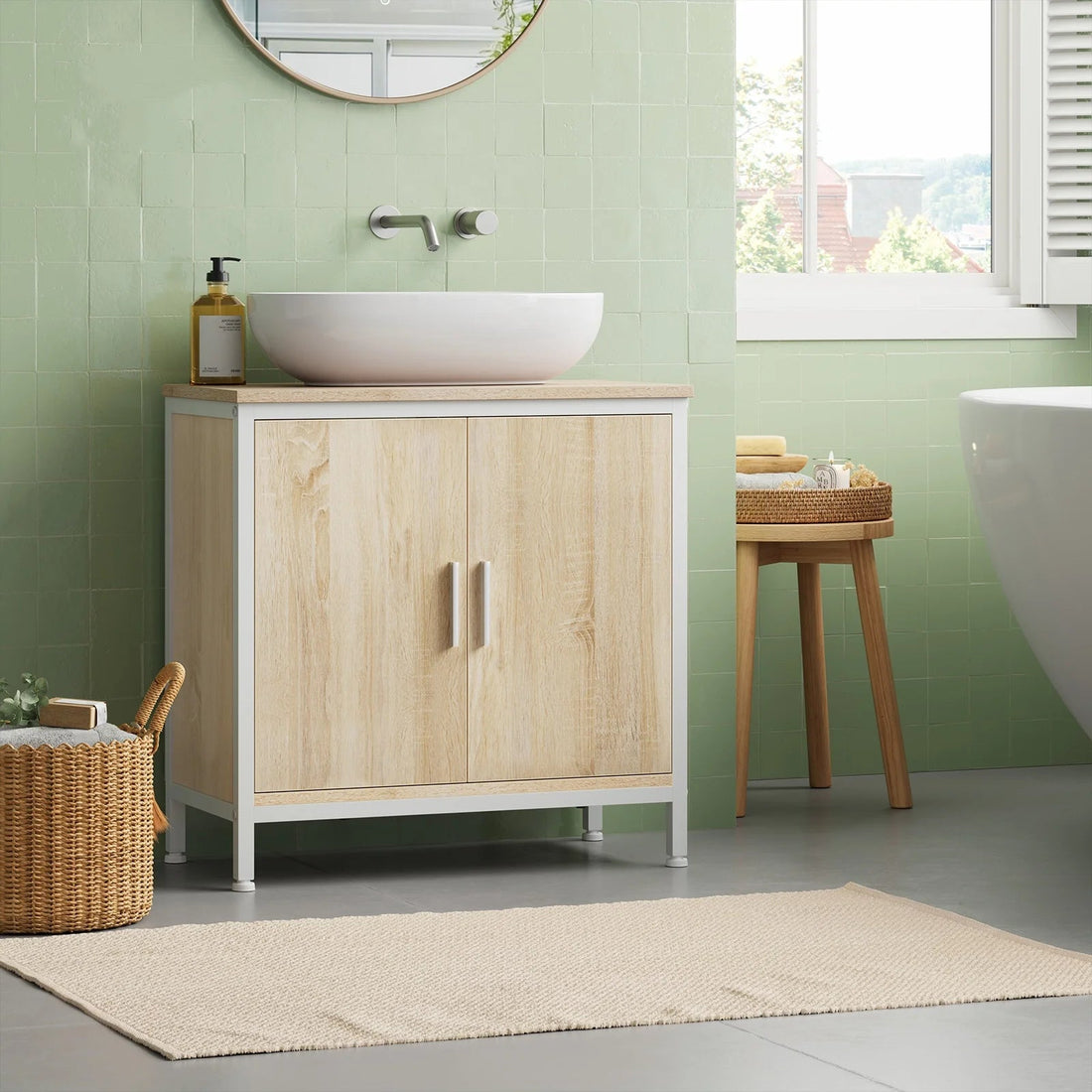 Meuble salle de bain vasque sans lavabo 60x60x30cm - vente privée 14:771White and Light Oak;200007763:201336101