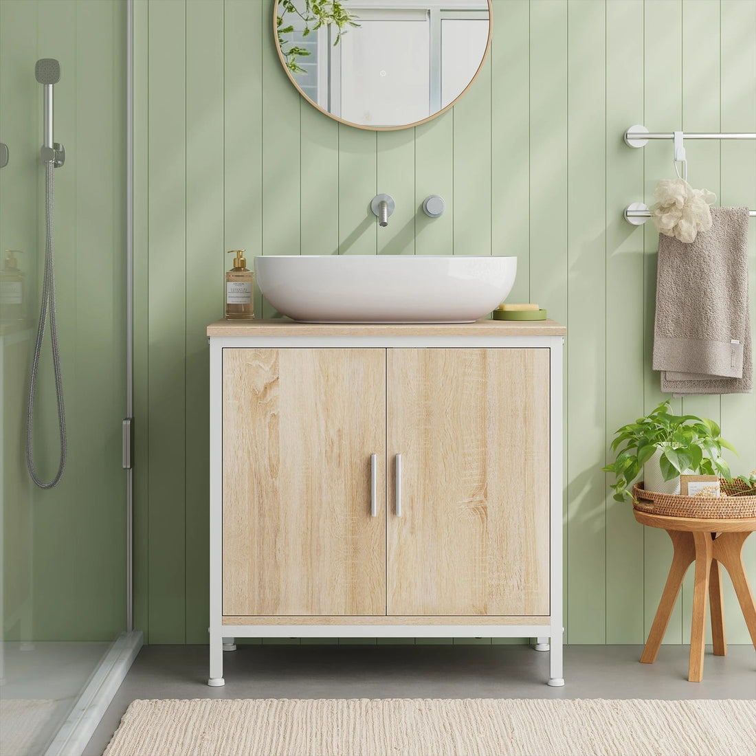 Meuble salle de bain vasque sans lavabo 60x60x30cm - vente privée 14:771White and Light Oak;200007763:201336101