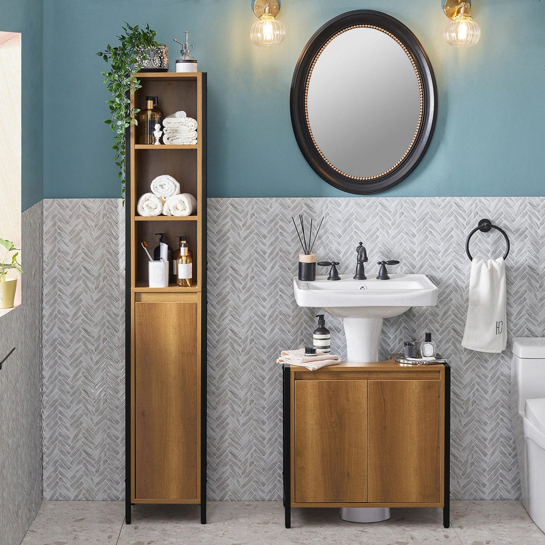 Meuble salle de bain vintage haut 30X168X28cm - vente privée 14:365458;200007763:201336101