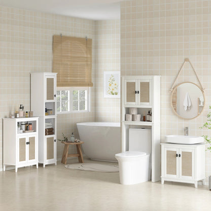 Meuble WC avec façade en rotin blanc - vente privée 14:-1;200007763:201336104