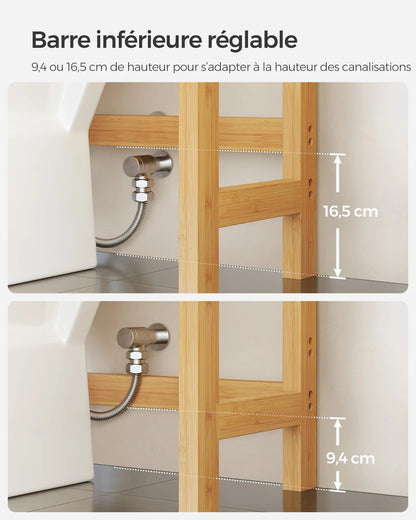 Meuble WC en bois compatible avec la plupart des toilettes - vente privée 14:200006154Beige Naturel;200007763:201336101