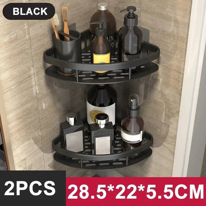 Mini étagère salle de bain à alliage d'aluminium - vente privée 14:100013777StyleA-Black-2PCS