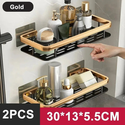 Mini étagère salle de bain à alliage d'aluminium - vente privée 14:200004890StyleB-Black gold-2