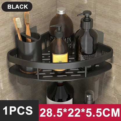 Mini étagère salle de bain à alliage d'aluminium - vente privée 14:200006156StyleA-Black-1PCS
