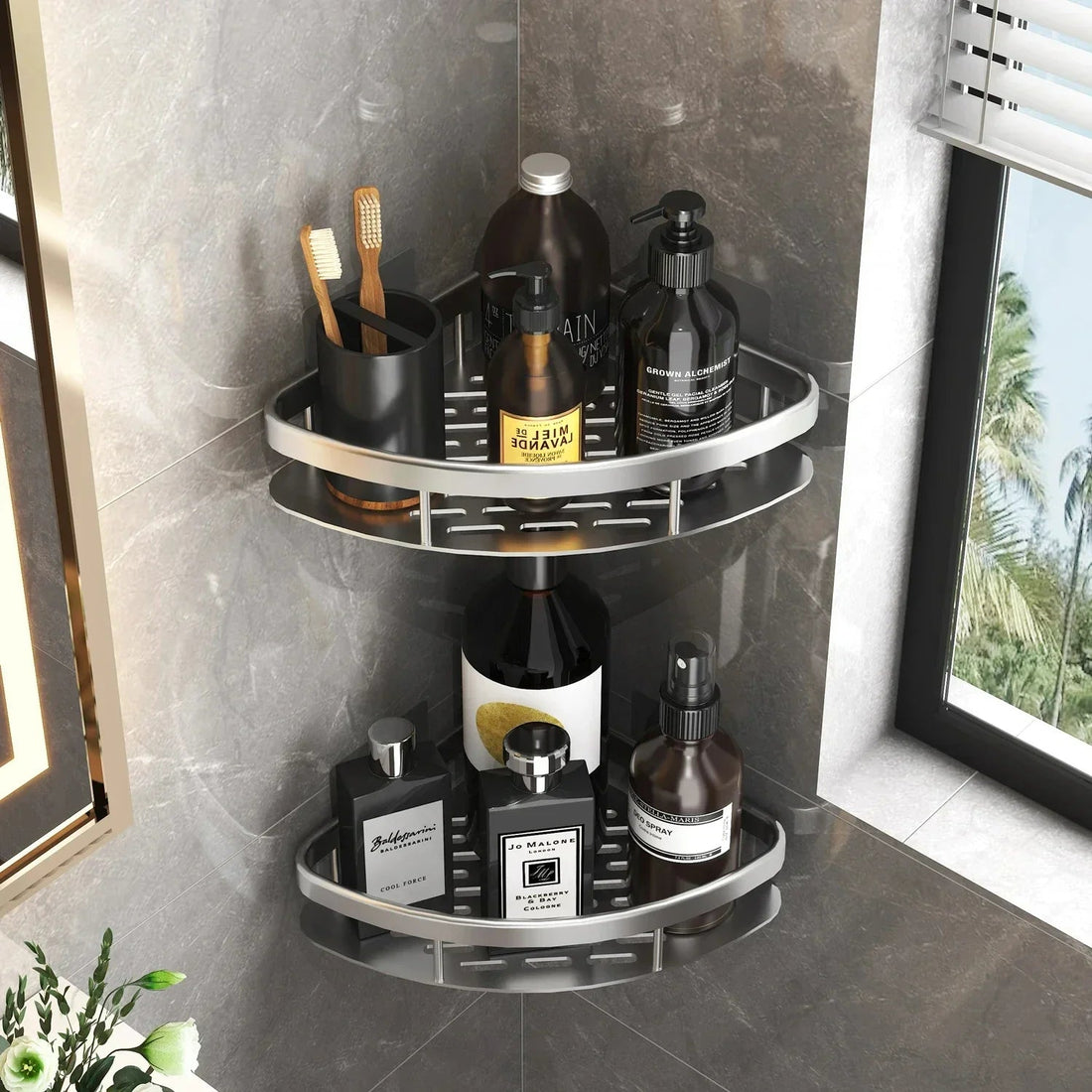 Mini étagère salle de bain à alliage d'aluminium - vente privée 14:365458StyleB-Black gold-1