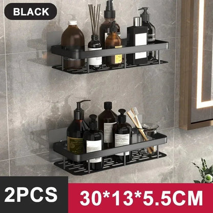 Mini étagère salle de bain à alliage d'aluminium - vente privée 14:366StyleB-Black-2PCS