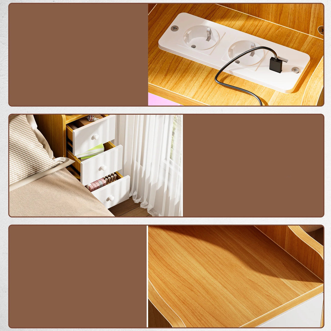 Mini table de chevet compacte - 1Pc - vente privée 14:365458Brown;200007763:201336101