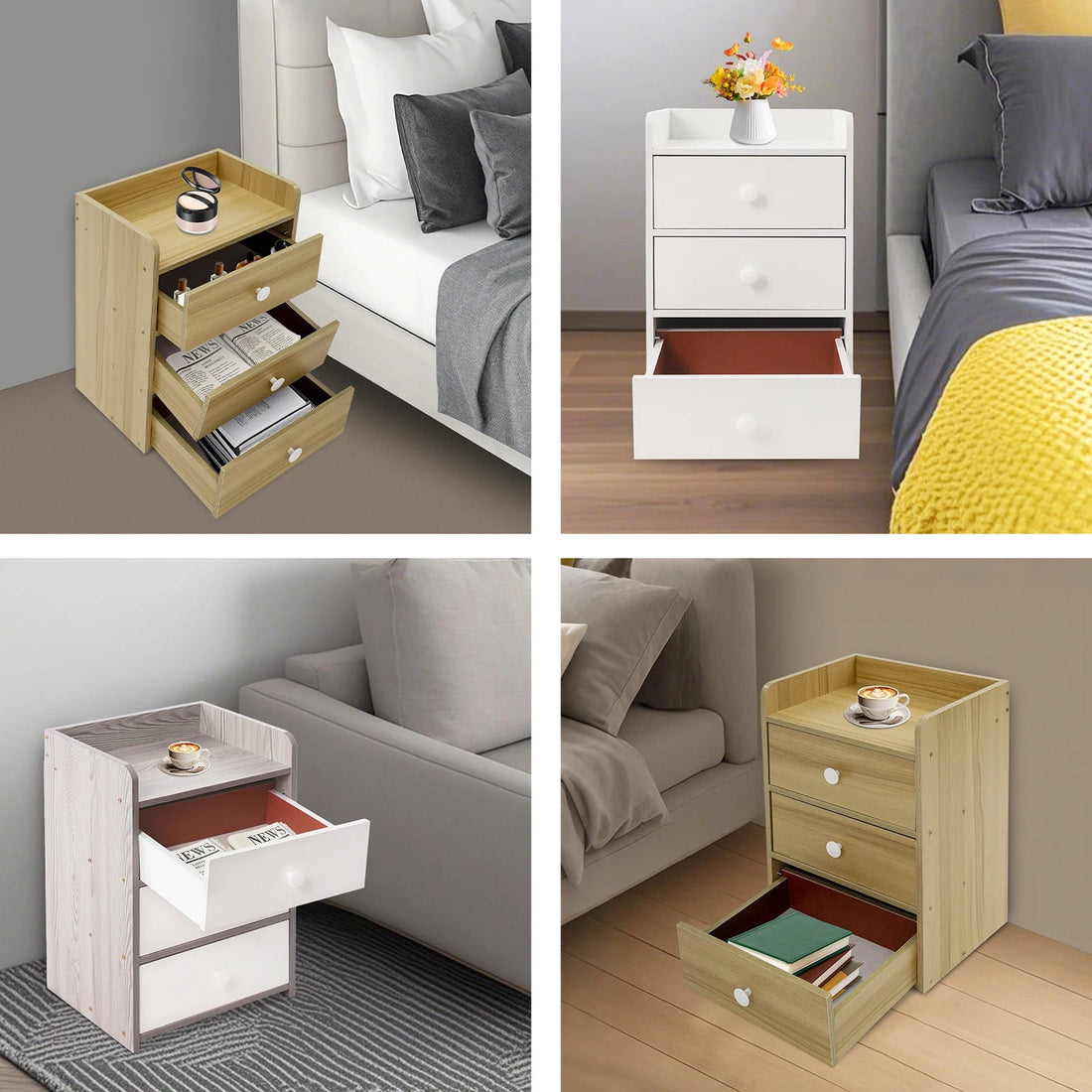 Mini Table de nuit avec poignée et 3 tiroirs - vente privée 14:29Light Grey;200007763:201336101