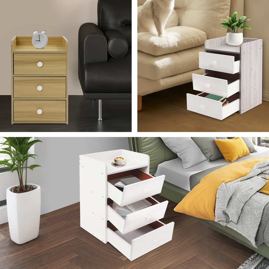 Mini Table de nuit avec poignée et 3 tiroirs - vente privée 14:29Light Grey;200007763:201336101