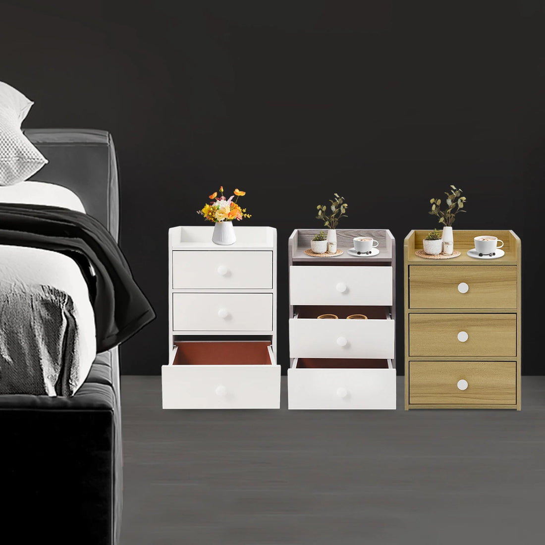 Mini Table de nuit avec poignée et 3 tiroirs - vente privée 14:29Light Grey;200007763:201336101