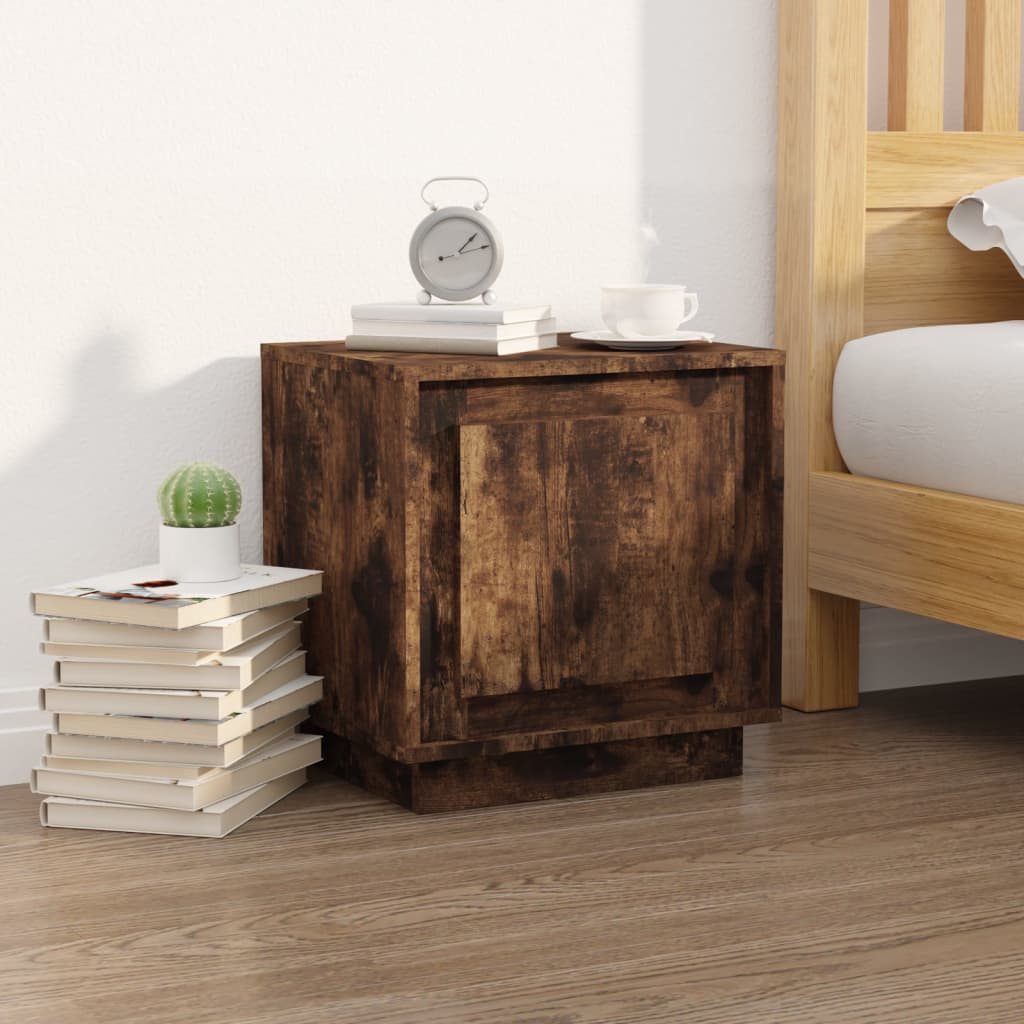 Mini table de nuit Chêne Fumé 44X35X45 cm Bois D'Ingénierie - vente privée 200007763:201336101